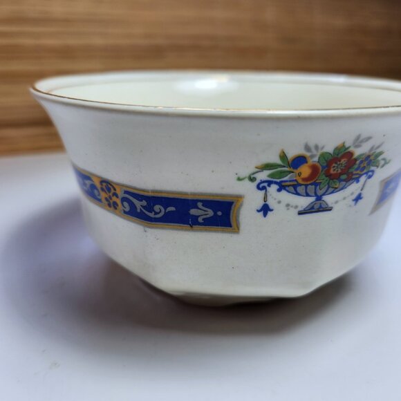 Myott Bowl MYO100 Fruit in Urn Blue Band Scalloped Edge Staffordshire England - Picture 3 of 8
